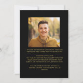 エレガントなブラックゴールドのフォトコラージュ卒業生 案内状 (裏面)