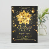 エレガントなブラックゴールドの企業クリスマスパーティー 招待状 (スタンド正面)