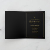 エレガントなブラックゴールドの写真入りミス キンセ・キンセアニエラ 招待状 (内部)