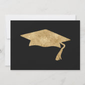 エレガントなブラックゴールドの卒業写真ハット 招待状 (裏面)