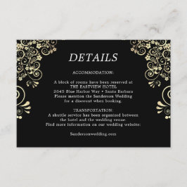 エレガントなブラックゴールドの結婚式の詳細 エンクロージャーカード