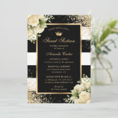 エレガントなブラックゴールドの花のスイートシックスティーンの誕生日 招待状 (スタンド正面)