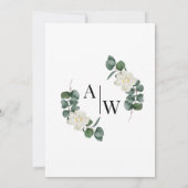 エレガントなブラックゴールドの葉のユーカリのウェディング 招待状 (裏面)