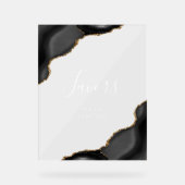 エレガントなブラックゴールドアゲートのウェディングギフト アクリルサイン (正面)