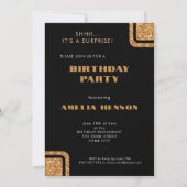 エレガントなブラックゴールドグリッター写真 50歳の誕生日 招待状 (裏面)