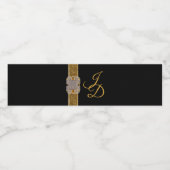 エレガントなブラックゴールドグリッター ブローチ ウェディング ペットボトルラベル (シングルラベル)