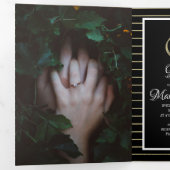 エレガントなブラックゴールドストライプの箔押し結婚式 三つ折り招待状 (内部最初)