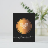 エレガントなブラックゴールドテニスラケット - オーダーメイドテキストを追加 ポストカード (スタンド正面)