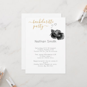 エレガントなブラックゴールド水彩魚の結婚式 招待状