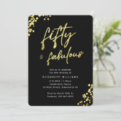 エレガントなブラックゴールド50歳 そして ファビュラス 誕生日 招待状 (スタンド正面)