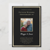 エレガントなブラックゴールド 50周年 フォト 招待状 (正面)
