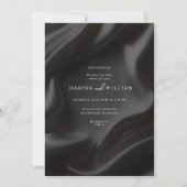 エレガントなブラックサテンの結婚式招待状 招待状 (正面)