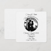 エレガントなブラックシルエット ウェディング カップル 招待状 (正面/裏面)