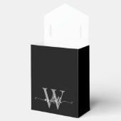 エレガントなブラックシルバーグリッター モノグラム名前スクリプト フェイバーボックス (オープン)