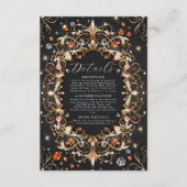エレガントなブラックジュエルを飾った結婚式 エンクロージャーカード (正面)