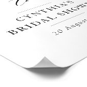 エレガントなブラックスクリプトのウェディングシャワーの歓迎サイン ポスター (角)