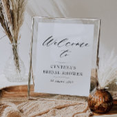 エレガントなブラックスクリプトのウェディングシャワーの歓迎サイン ポスター