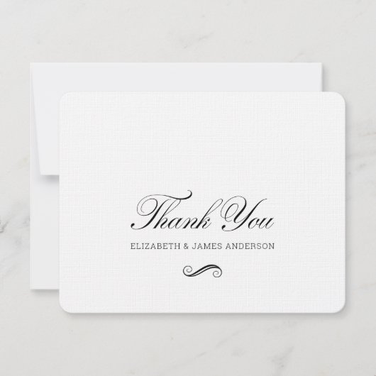 エレガントなブラックスクリプトのカスタマイズ結婚式モノグラム サンキューカード (正面)