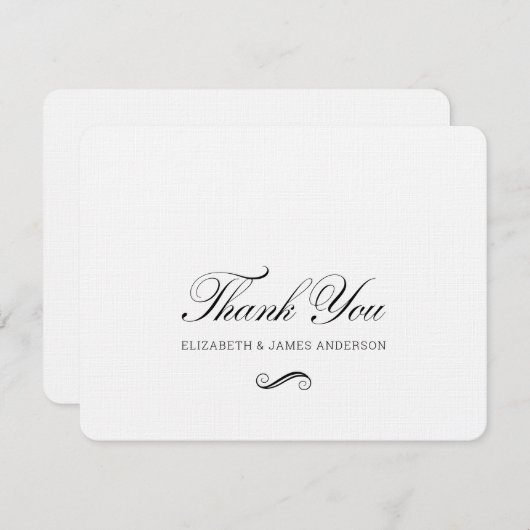 エレガントなブラックスクリプトのカスタマイズ結婚式モノグラム サンキューカード (正面/裏面)