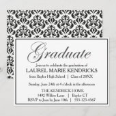 エレガントなブラックスクリプトの卒業パーティー 招待状 (正面/裏面)