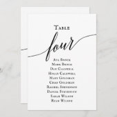 エレガントなブラックスクリプトテーブルナンバー４席次表 招待状 (正面/裏面)