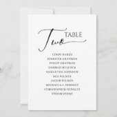エレガントなブラックスクリプトテーブル番号2着席チャート 招待状 (裏面)