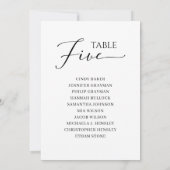エレガントなブラックスクリプトテーブル番号5着席チャート 招待状 (裏面)