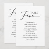 エレガントなブラックスクリプトテーブル番号5着席チャート 招待状 (正面/裏面)