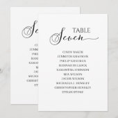 エレガントなブラックスクリプトテーブル番号7 席次表 招待状 (正面/裏面)