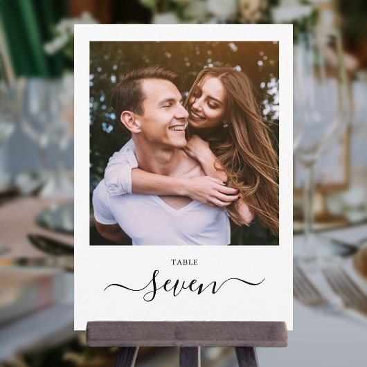 エレガントなブラックスクリプト写真テーブルナンバー 招待状