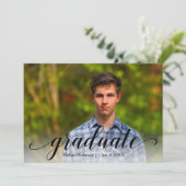 エレガントなブラックスクリプト写真 卒業パーティー 招待状 (スタンド正面)