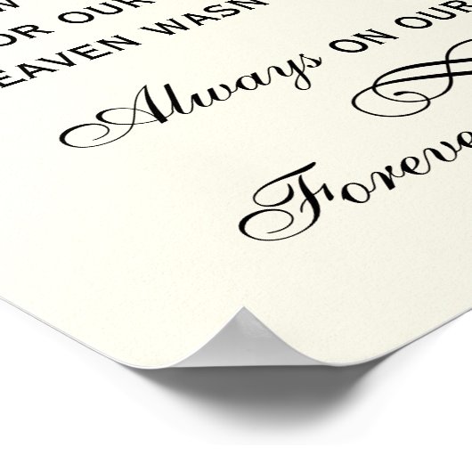 エレガントなブラックスクリプト結婚式追悼看板 ポスター (角)