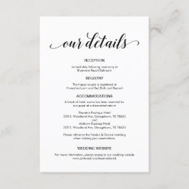 エレガントなブラックスクリプト、結婚式の詳細情報 エンクロージャーカード