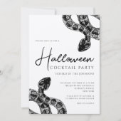 エレガントなブラックスネークのカクテルパーティ ハロウィン 招待状 (正面)