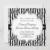 エレガントなブラックタイのフォーマルなディナー・ダンスパーティー招待状 招待状 (正面)