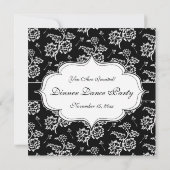 エレガントなブラックタイのフォーマルなディナー・ダンスパーティ 招待状 (裏面)
