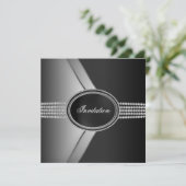 エレガントなブラックダイヤモンド ブラックタイ パーティー 招待状 (スタンド正面)