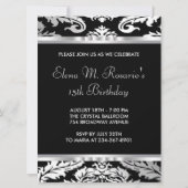 エレガントなブラックダマスクのキンセアニエラ 招待状 (裏面)