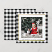 エレガントなブラックチェックフレーム 1 フォトスクエア シーズンカード (正面/裏面)