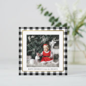 エレガントなブラックチェックフレーム 1 フォトスクエア シーズンカード (スタンド正面)