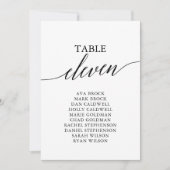 エレガントなブラックテーブルナンバー11 席次表 招待状 (正面)