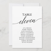 エレガントなブラックテーブルナンバー11 席次表 招待状 (裏面)