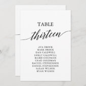 エレガントなブラックテーブルナンバー13 席次表 招待状 (正面/裏面)