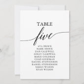 エレガントなブラックテーブルナンバー5 席次表 招待状 (裏面)