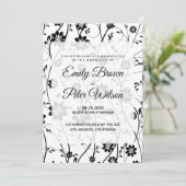 エレガントなブラックデリケートフラワーズウェディング 招待状 (スタンド正面)