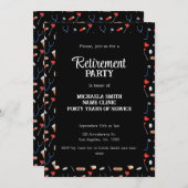 エレガントなブラックドクター看護師退職パーティー 招待状 (正面/裏面)