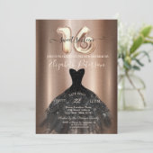 エレガントなブラックドレス メタリック スイート16 パーティー 招待状 (スタンド正面)