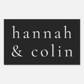 エレガントなブラックネーム 長方形シール (正面)