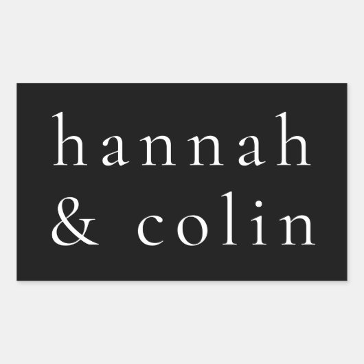 エレガントなブラックネーム 長方形シール (正面)