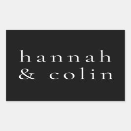 エレガントなブラックネーム 長方形シール